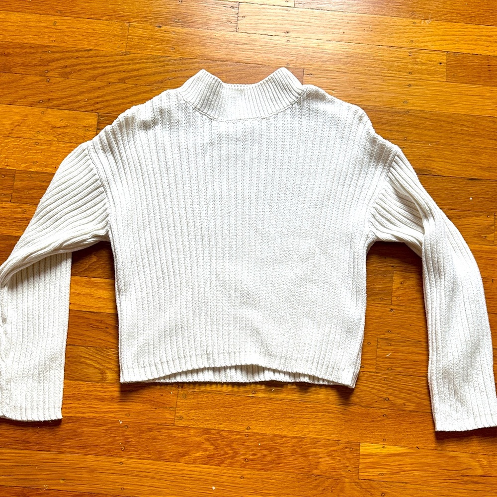 Zara Cream Ribbed Knit Top